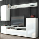 Parete Attrezzata Soggiorno Bridge 207x34x170 h cm in Truciolare bilaminato Bianco