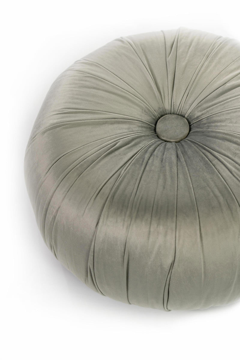 Pouf in Tessuto Vellutato Ø36 cm Grigio