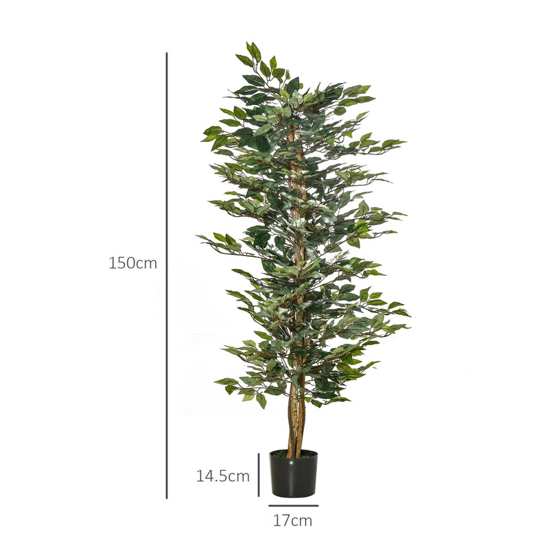 Pianta Artificiale di Ficus H150 cm con Vaso Verde