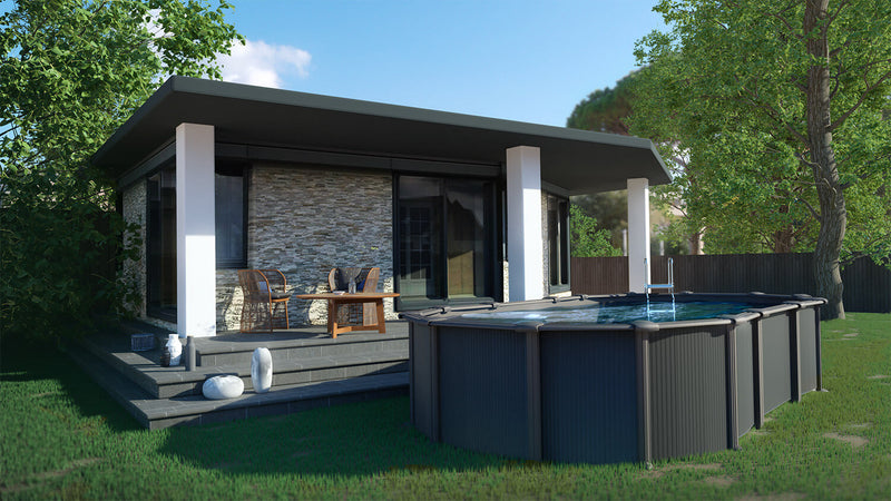 Piscina Ovale Fuori Terra 730x375xh132 cm in Acciaio e PVC Gre Capri