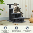 Scaletta per Gatti a 4 Gradini 61x41x60 cm con Rivestimento in Peluche Grigio  