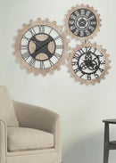 Orologio da Muro 3 Ingranaggi 93x3x74 cm in Ferro e MDF Marrone