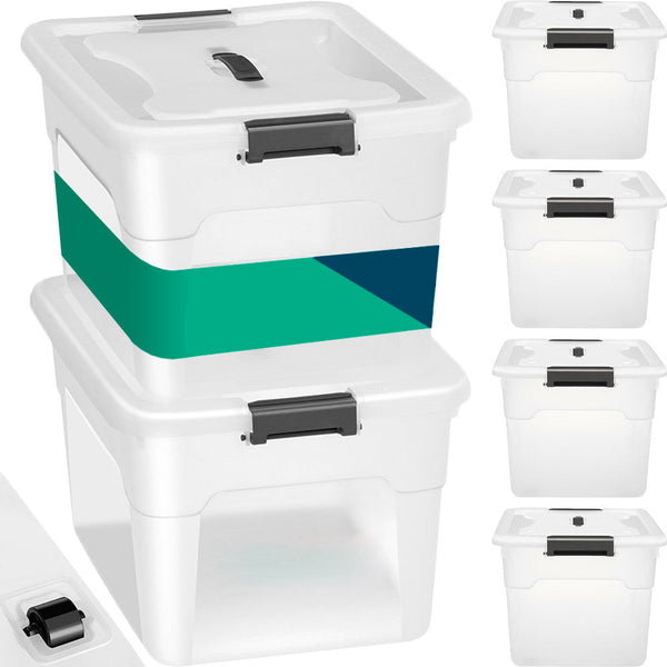 Set 4 Scatole Contenitori Salvaspazio Porta Oggetti da 60L Portaoggetti in Plastica Trasparente acquista