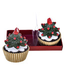 Tealight a Forma di Torta 4 pezzi H9,5 cm Rosso/Marrone