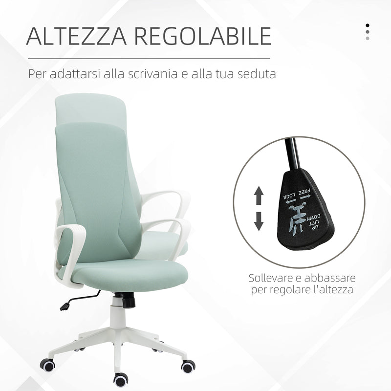 Sedia da Ufficio Ergonomica e Imbottita 62x56x110-119,5 cm Funzione Dondolo in Poliestere Verde  