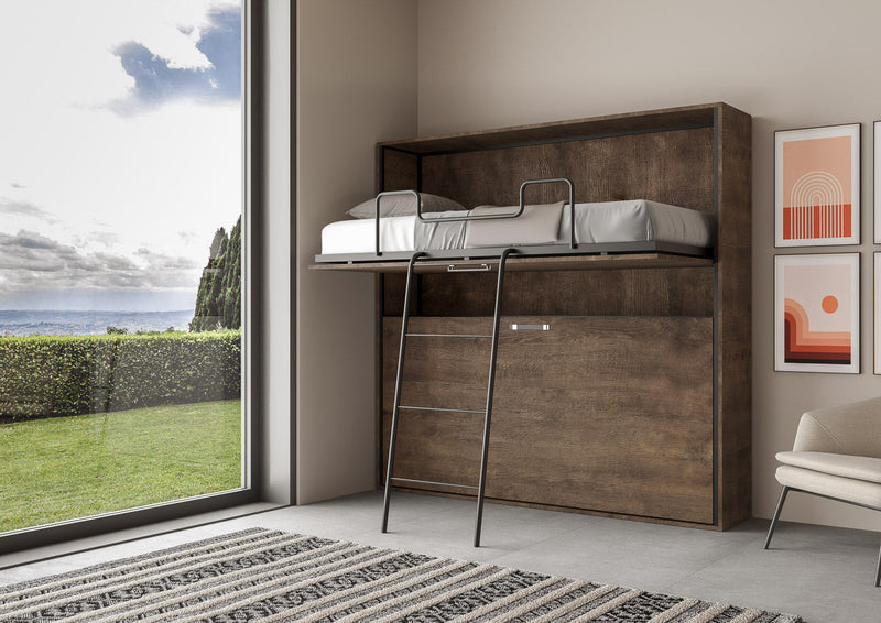 Letti Singoli a Scomparsa Salvaspazio Orizzontale Kando H97,4 Noce 