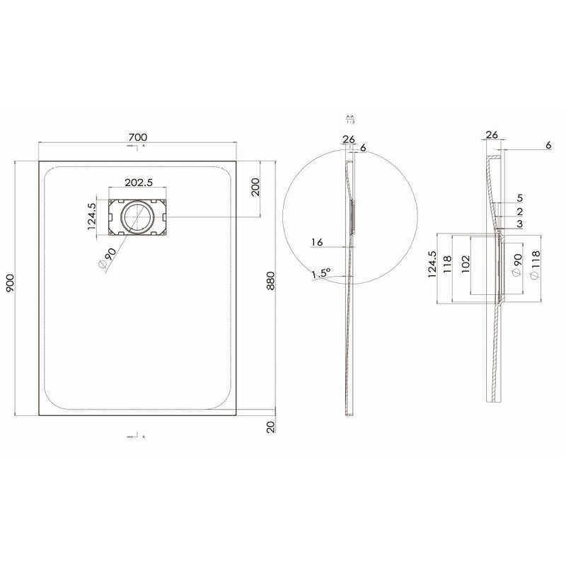 Piatto Doccia Effetto Pietra Filo Pavimento o Tradizionale Tortora