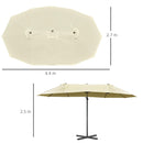 Ombrellone da Giardino Doppio 440x270x250 cm in Acciaio e Poliestere Crema