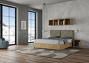 Letto Matrimoniale Struttura Quercia con Cuscini in Similpelle Egos Appia Cappuccino Varie Misure