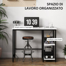 Scrivania per PC 100x50x75 cm Prese di Ricarica e Scaffali in Legno e Metallo Bianca e Nera  