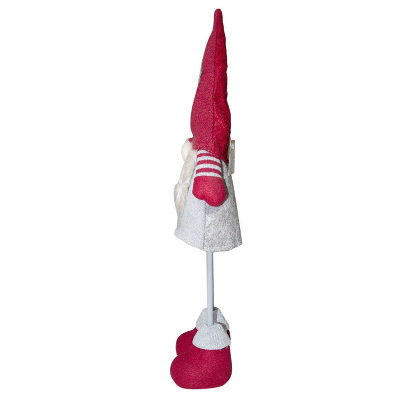 Gnomo di Natale H50 cm con Luce Grigio e Rosso
