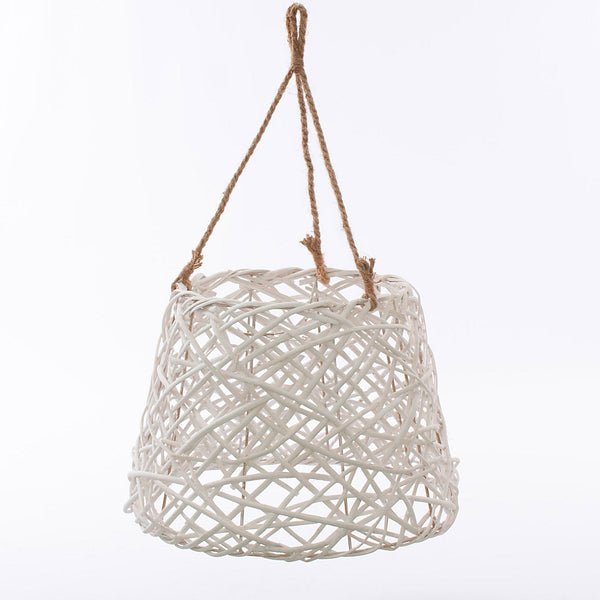 acquista Paralume a Sospensione Ø40xH28 cm in Vimini Bombato Bianco