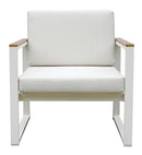 Set Salotto da Giardino Divano 2 Poltrone e Tavolino Cerveteri in Alluminio Bianco e Ecrù