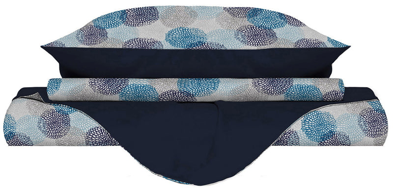 Copripiumino Double Face con Federe Stampato Soffioni Blu
