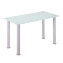 Tavolo Rettangolare 120x60x75 cm in Metallo e Vetro Temperato Bianco