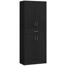 Credenza Cucina Alta 70,8x34x180 cm con 2 Armadietti Cassetto Centrale e 4 Ante Ripiani Regolabili in MDF Nero      