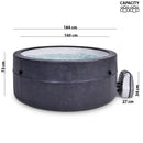 Vasca Idromassaggio Piscina Spa Semirigida Oasi 4 Adulti 2 Bambini 1000 L 184x184x73 cm in PVC Grigio 