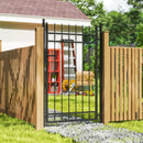 Cancello da Giardino a 2 Paletti con Maniglia 105x204 cm con Lucchetto e 3 Chiavi in Acciaio Zincato Nero  