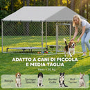 Recinto per Cani da Esterno 200x200x150 cm con Tetto in PE Anti-UV Impermeabile in Acciaio Zincato Argento      