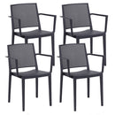 Set 4 Sedie Impilabili 81x57x56 cm con Braccioli in Polipropilene e Fibra di Vetro Porto Antracite
