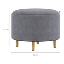 Pouf Contenitore Vellutato da 120 kg max 56x56x42 cm con Vassoio a Ribalta in MDF e Rovere Grigio