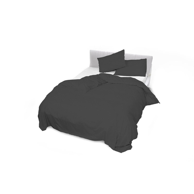 Copripiumino Matrimoniale con Sacco e Federe in Raso di Poliestere Nero