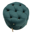 Puff Diamond Glam Verde Ø45x40 cm in Ferro e MDF e Spugna e Poliestere Verde e Oro