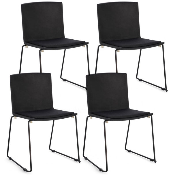 online Set 4 Sedie 43,5x50x79 cm Giulia in Poliestere Nero e Nero