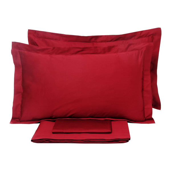 sconto Set aus Doppellaken oben und unten und einfarbigen Garrini Clarice Bordeaux Kissenbezügen