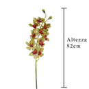 Set 2 Rami Artificiali Cymbidium Real Touch con 10 Fiori e 2 Bocci H 92 cm