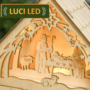 Calendario dell'Avvento  26,6x6x30 cm 24 Cassetti e Presepe Intagliato in Legno