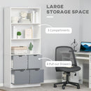 Libreria 4 Cassetti 3 Ripiani 76x30x173 cm in MDF e Truciolato Bianco e Grigio