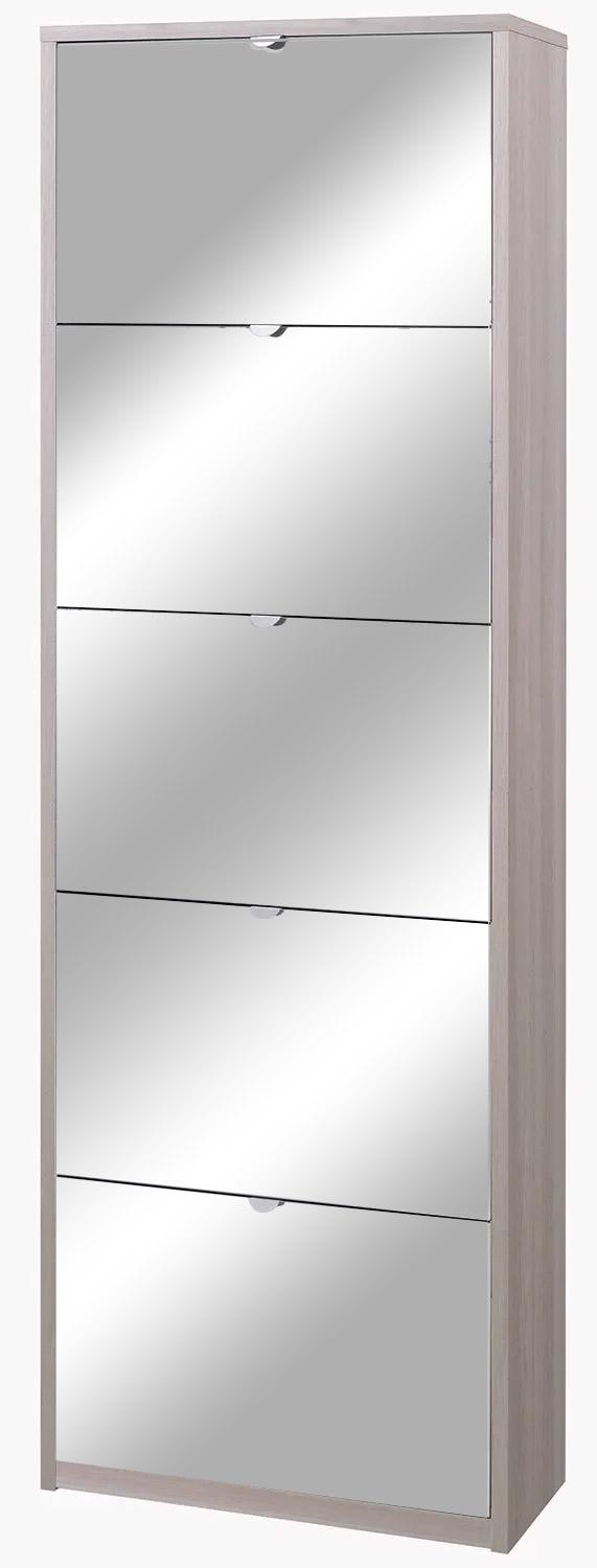 Schuhschrank 5 Türen mit Spiegel 63x190x29 cm Ulme hell prezzo