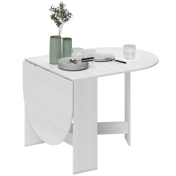 Tavolo Pieghevole da Pranzo 163x80x75 cm con 2 Ribalte Ovale in Legno Bianco acquista