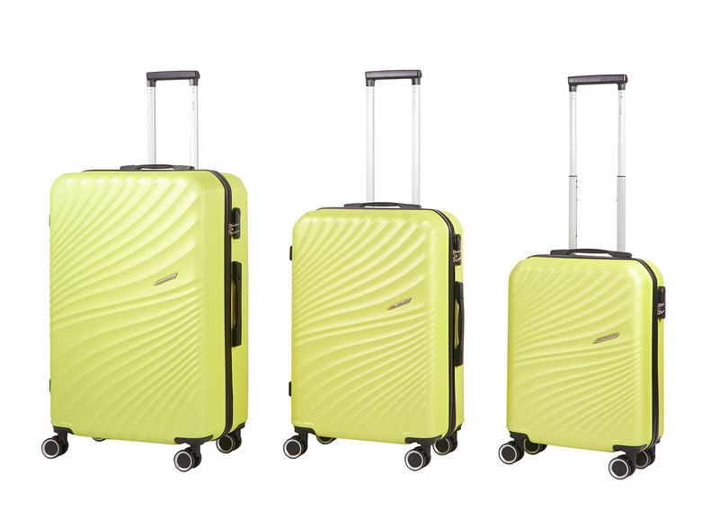 Set 3 Valigie Trolley Rigido 4 Ruote con Combinazione in ABS Ravizzoni Amalfi Verde Lime