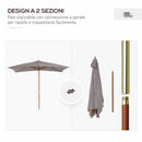 Ombrellone da Giardino 2x3 m in Legno con Copertura Rimovibile in Poliestere Grigio 