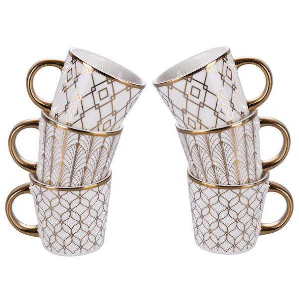 sconto Set 6 Tazzine da Caffè Ø6x5,5 cm in New Bone China VdE Tivoli 1996 Charleston