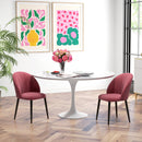 Set 2 Sedie da Pranzo in Velluto Imbottite 52x54x79 cm con Gambe in Metallo Rosso Antico