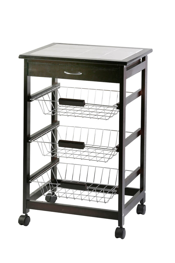 Küchenwagen aus Wengè-Holz 3 Körbe Tosini C002W prezzo