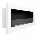 Camino a Bioetanolo da Incasso a Parete 120x15x40 cm Livorno Struttura in Acciaio Bianco 