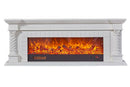 Camino Elettrico da Pavimento 70x180x33 cm Effetto Fiamma 1500W Frankfurt Long Bianco