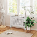 Copritermosifoni a Griglia Incrociata 136-200x21,5x91,7 cm con Lunghezza Regolabile in MDF Bianco      