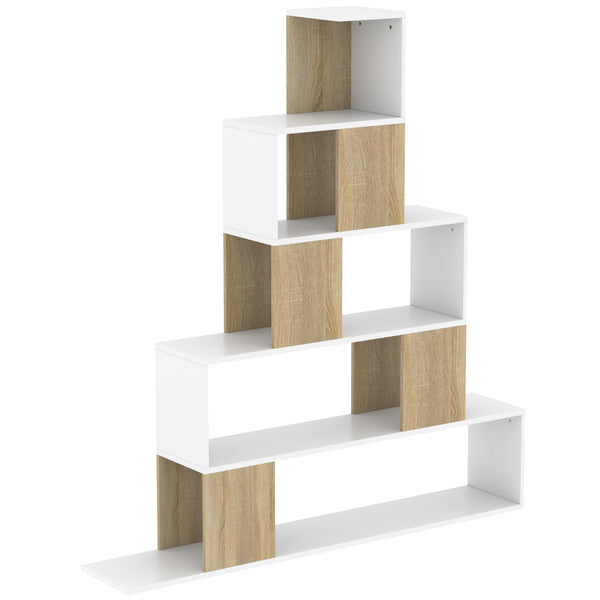 acquista Libreria Moderna 120x22x131,5 cm a 5 Ripiani con Design a Gradini Bianco e Legno