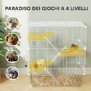 Gabbia per Roditori 73x47x80 cm Multilivello con Accessori Inclusi in Acciaio e PET Bianco  