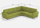 Divano Angolare 6 Posti 288x248x85 cm Yasel in Tessuto Verde