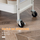 Carrello da Cucina Multiuso con Ruote Girevoli 2 Cesti Cassetto e Piano in Legno Bianco      