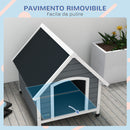 Cuccia per Cani Grandi da Esterno Pavimento Rimovibile 84x99x87 cm in Legno Grigio 