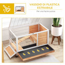 Casetta per Conigli con Rampa e Ruote 90x53x59 cm Conigliera in Legno    