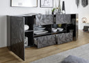 Mobile Buffet 2 Ante 4 Cassetti 240x42x84 cm in Legno TFT Praga Nero Lucido