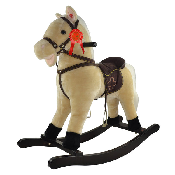 online Cavallo a Dondolo per Bambini in Peluche con Suoni Beige